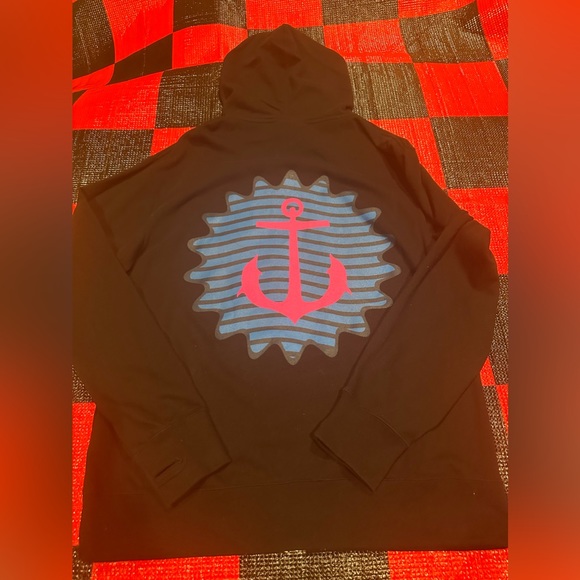 Pink + Dolphin Zip Up Hoodie size L
Pit to pit: 21”
Length: 28” - Picture 3 of 7